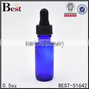 0.5oz Blue Boston Round Bottle Boston Round Glass Bottle With Child Proof Dropper Cap thumbnail-5
