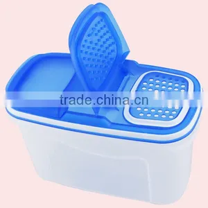 5pcs Rectangle Rice Sieve Lid Plastic PP Food Storage Container Set thumbnail-3