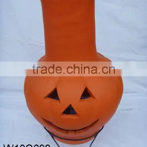 Clay Pumpkin Chimney With Metal Stand thumbnail-1