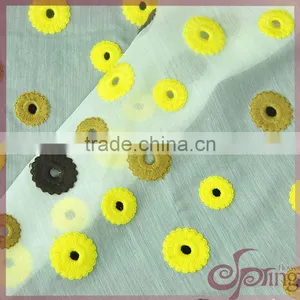 Hollow-out Colorful Floral Embroidered 100% Cotton Lace Fabric thumbnail-2