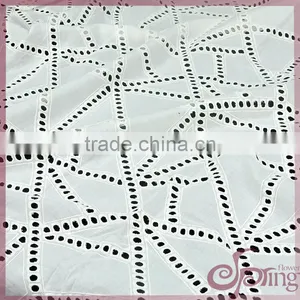 Geometric Cotton Embroidery Fabric, Hollow Out Embroidered Metallic Cotton Lace Fabric thumbnail-5
