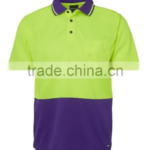 Custom Polyester Quick Dry Fit Fabric Workwear T-shirt Contrast Lime Traditional Style hi Vis Polo thumbnail-6