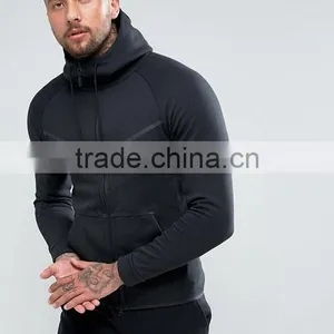 2017High Quality New Design Durable Drawstring Hood Cotton Polyester Sweat Black Casual Men Gym Sports Jacket thumbnail-1