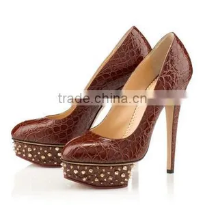 Wholesale China Factory Snake Leather Platform High Heel Women Dress Shoes thumbnail-1