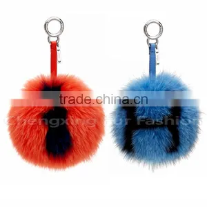 CX-R-38 Highly Genuine Fox Fur Ball Keychain Trinket Alphanumeric Bags Accessories Key Chain thumbnail-2