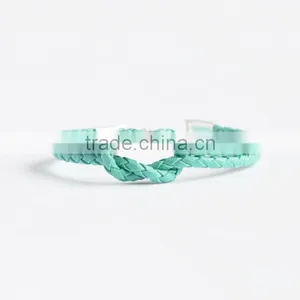 Turquoise Forever Knot Leather Rope Bracelet With Custom Charm Sailor Knot Bracelet Nautical Friendship Leather Rope Bracelet thumbnail-1