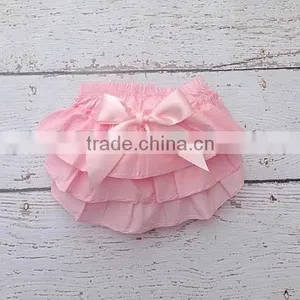 New Arrivlal American Hot Girl Picture Baby Girls Bloomers Plain White 3 Layers Diaper Cover With Bow Wholesale thumbnail-2