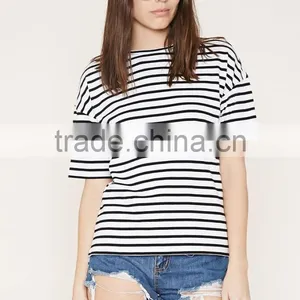 Custom Women's Casual Stripe T-shirts thumbnail-1