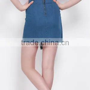 EY1844D Fashion Hot Sexy Denim Mini Skirt With Raw Hem For Women thumbnail-2