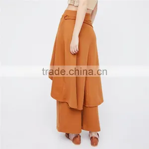 High Rise Fit Cotton Blend Skirt Styling Womens Camel Trousers thumbnail-5
