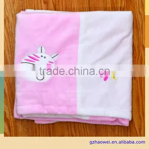 Plain Animal Embroidered Double Color Block Baby Soft Thick Fleece Blanket thumbnail-3