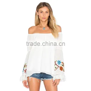 Ladies Fashion Models Sample Blouses Fashion in Long Sleeve With Printings thumbnail-1
