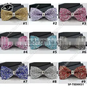 Luxury Glitter Rhinestones Bow Ties Vintage Ties for Men's Wedding Dress With Gift Box 12x6cm thumbnail-1