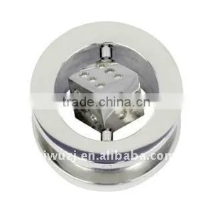 316L Surgical Steel Dice in the Tunnel Ear Gauge Flesh Tunnel Piercing Jewelry thumbnail-1