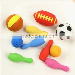 Cute 3D Football Basketball Soccer Bowling Shape Erasers Set thumbnail-4