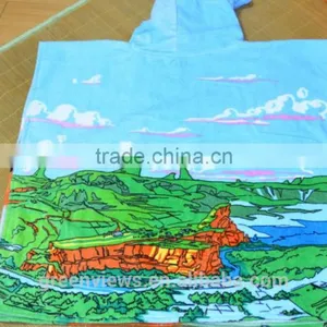 Custom Cartoon Design Pattern Printed Cotton Baby Kids Children Beach Bathroom Hooded Beach Towel thumbnail-1