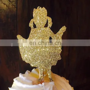 Glitter Gold Princess Girl Birthday Party Cupcake Topper thumbnail-1