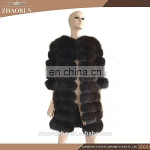 Factory Price Russian Winter Fox Fur Coat Real Long Fox Fur Parka for Lady thumbnail-2