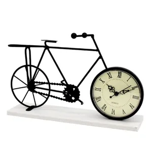 Vintage Metal Crafts Black Decorative Metal Bicycle Table Clock thumbnail-1