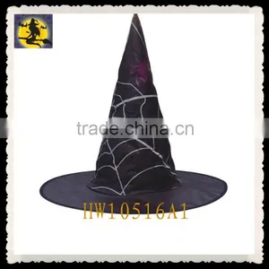 Hot Sale Black Witch Hat With White Spider Web thumbnail-1