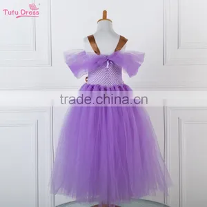 New Designed Light Tulle Dress With Band Decoration in Pure Purple thumbnail-3