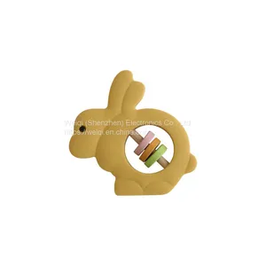 Cute Rabbit Wood Silicone Baby Teether Toys thumbnail-4
