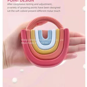 Silicone Baby Teething Toys Rainbow Teether thumbnail-4