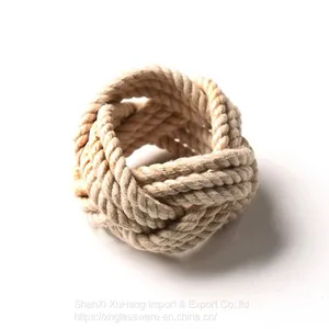 Cotton Rope Knot Napkin Ring Handmade European Style Hemp Napkin Holders Dinner Table Decoration Crafts Wedding Party Supplies thumbnail-3