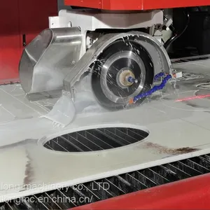 HUALONG Machinery 5 Axis Cnc Bridge Saw With Italian System With 3 Axis Whaterjet and CAM CAM Drawing System thumbnail-3