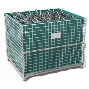 Factory Price Foldable Wire Mesh Metal Pallet Folding Warehouse Lockable thumbnail-3