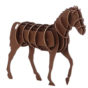 Wholesale New Design Cardboard 3d Puzzle Animal DIY Assembly Sets- Horse Jigsaw Puzzle Models Custom Accept OEM 3d Paper Puzzle thumbnail-1