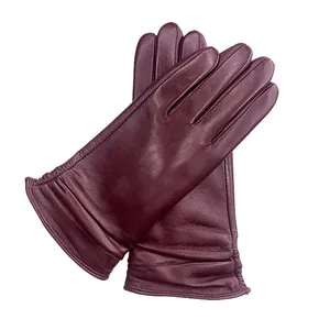 China Gloves Factory Wholesales Genuine Winter Sheepskin Leather Glove for Women thumbnail-2