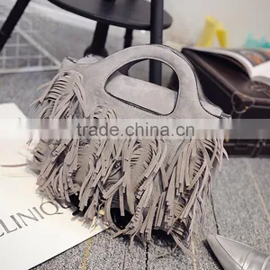 Wholesale Leather Tassel Fringe Bag Girls pu Tote Handbags Shoulder Aslant Female Women Bags thumbnail-1
