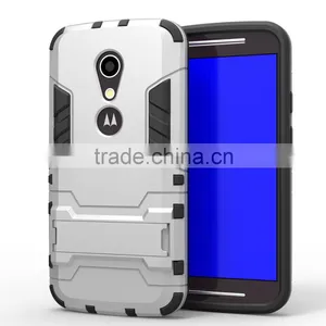 Hot Sale Armor 2 in 1 Plastic Silicon Hard Stand Holder Case Cover for Motorola Moto G/G2/G3 Armor, For Moto x Play/Force Cover thumbnail-2