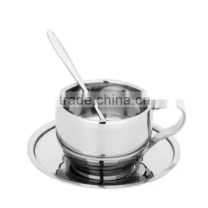 2016 Elegant Deisgn Coffee Tea Dish+cup+spoon 3pcs Set Stainless Steel Coffee Cup Mug Set thumbnail-2