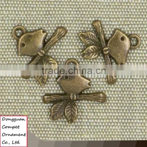Wholesale Ancient Bronze Diy Accessories Branches and Bird Pendant thumbnail-1