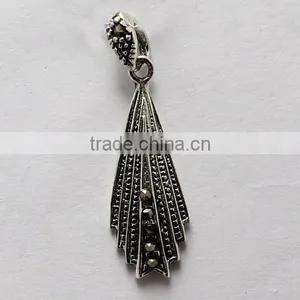 Delicate Marcasite Black CZ Pendant, Fancy Silver Jewellery, Gemstone Silver Jewellery thumbnail-6