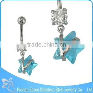 New Season Hypoallergenic Stainless Steel Dangle Cute Pink Star Diamond Navel Piercing thumbnail-2