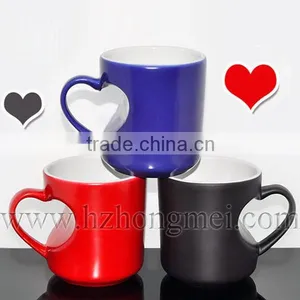 DIY 2015 New High Quality 11oz Sublimation Color Changing Mug Heart Shape Handle thumbnail-3