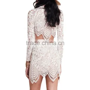 White Tight Dress Sexy Transparent Clubwear 2 Piece Bandage Dress thumbnail-4