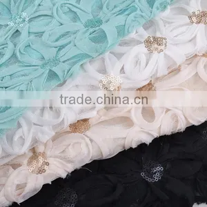 Sequins Chiffon Ribbon Circle Embroidery Design for Girl Dress thumbnail-6