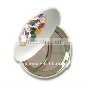 Metal Makeup Mirror Compact Mirror / Beauty Jewelry Mirror / Round Aluminum Compact Mirror thumbnail-1