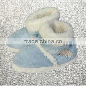 Winter Thermal Cotton-padded Waterproof Anti-slip Soles Slippers,home Floor Blue Microsuede With Mouse Embroidery Children Boots thumbnail-1