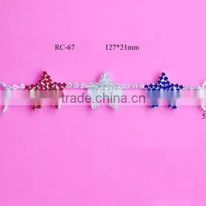 Stock Hot Selling Factory Price Red White Blue Star Rhinestone Connector for Headband/hairwear for Bikini (RC-67L) thumbnail-1