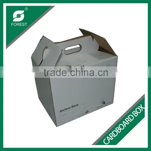 USED CARDBOARD STORAGE BOX FOLDABLE ARCHIVES BOXY WITH HANDLE CORRUGATED PACKING BOX FOR FILES thumbnail-1