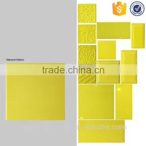 Foshan Factory Yellow 15x15mm Wall Tile, Square Pure Glazed Indoor Tile, Interior Bathroom Tiles Made in China thumbnail-1