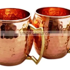 Hammered Copper Barrel Mugs, FDA Approved Pure Copper Beer Mugs, Copper Drinking Mugs thumbnail-1