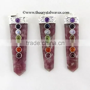 Lepidolite Flat Pencil Chakra Pendant thumbnail-1