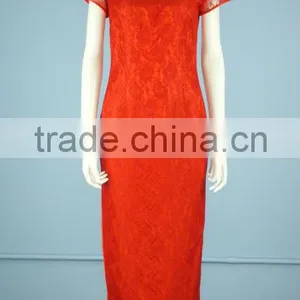 Short Illusion Sleeve Fashion Cheongsam / Qipao, Hand-made Qipao With Illusion Neckline QP0011 thumbnail-1