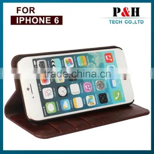 Top Quality Color Phone Case,FOR IPHONE 6 LEATHER CASE ,genuine Cow Leather Wallet for Apple 6 thumbnail-1